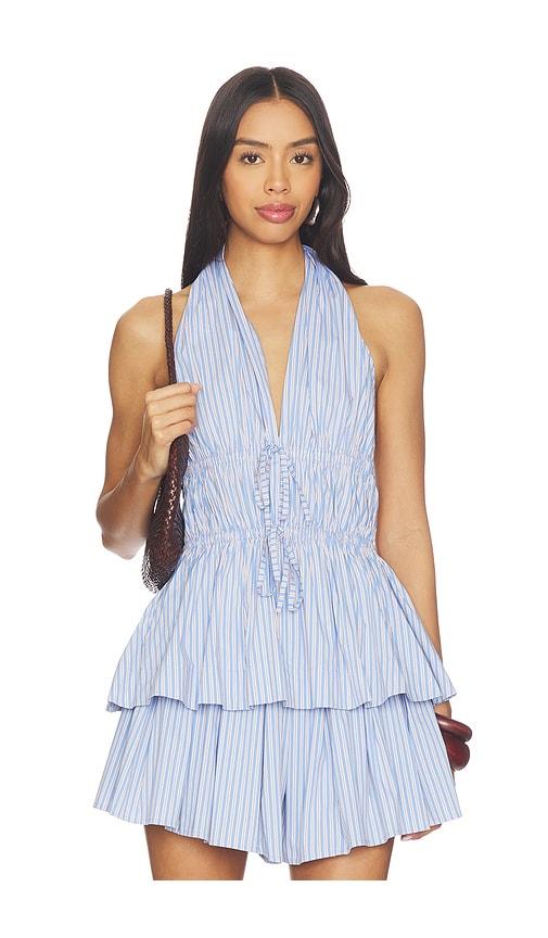 line & dot eleni top in blue.