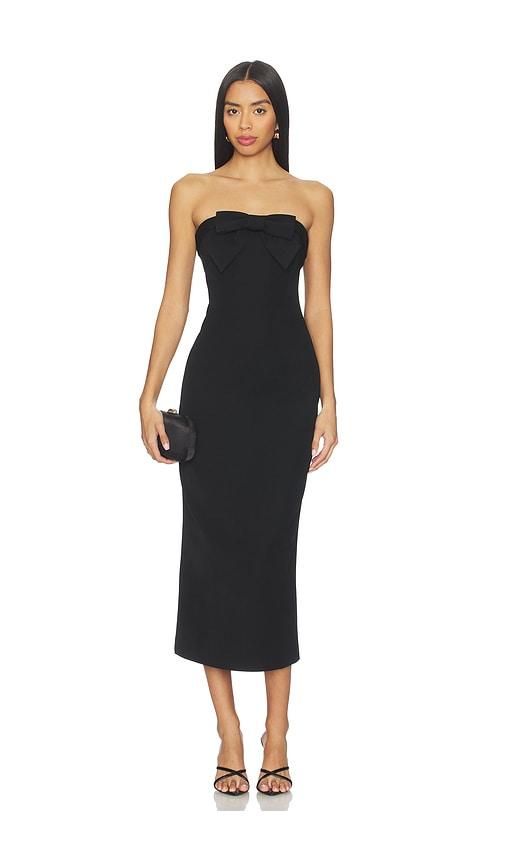 line & dot elodie midi dress in black.