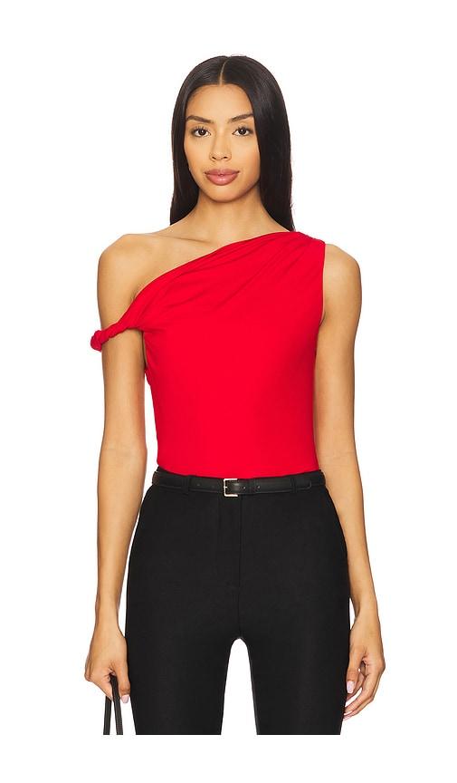 line & dot erina top in red.