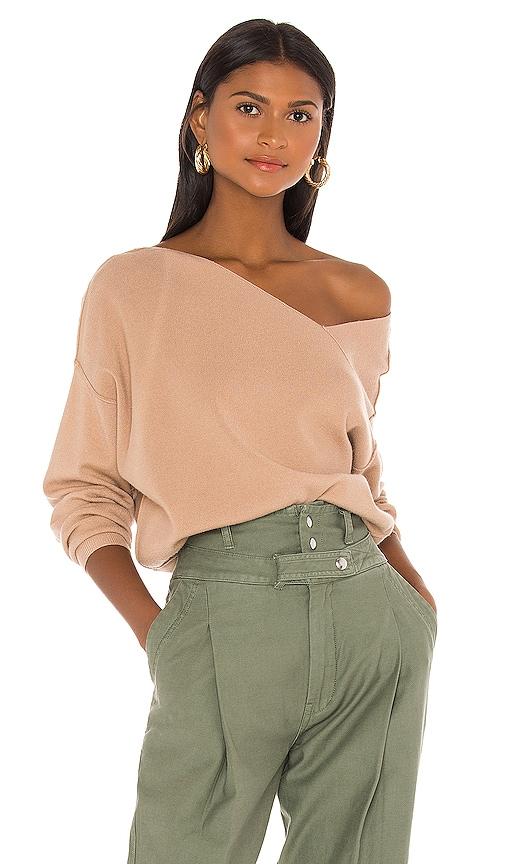 line & dot favorite off shoulder sweater in tan.
