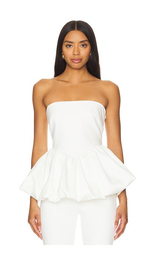 line & dot goldie strapless top in ivory.