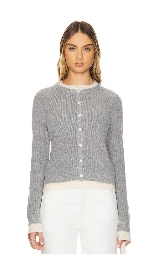 line & dot hutch double layer cardigan in grey.