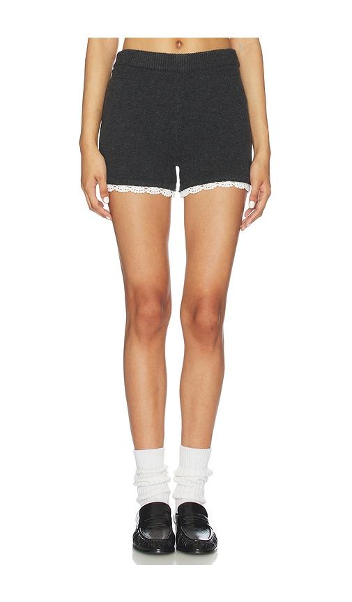 line & dot inara knit shorts in charcoal.