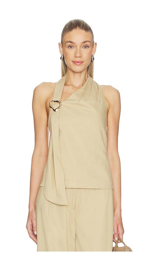 line & dot lelio top in tan.