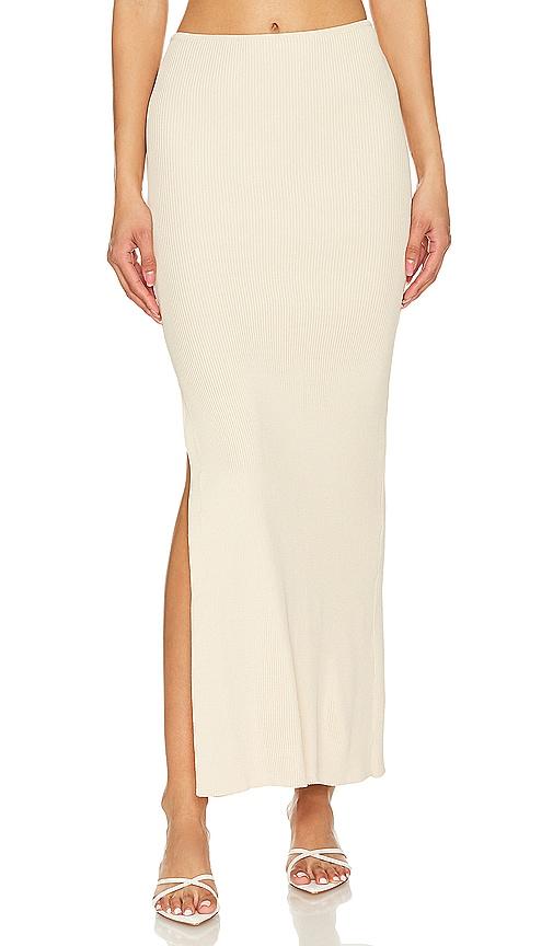 line & dot lockheart maxi skirt in taupe.