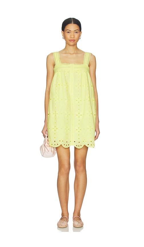 line & dot marga mini dress in yellow.