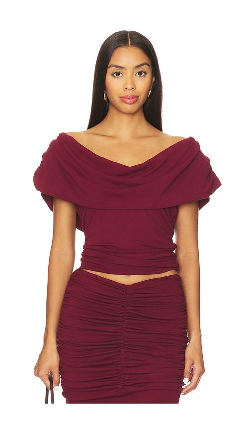 line & dot mazzy knit top in burgundy.
