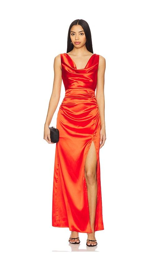 line & dot melissa dress in red.