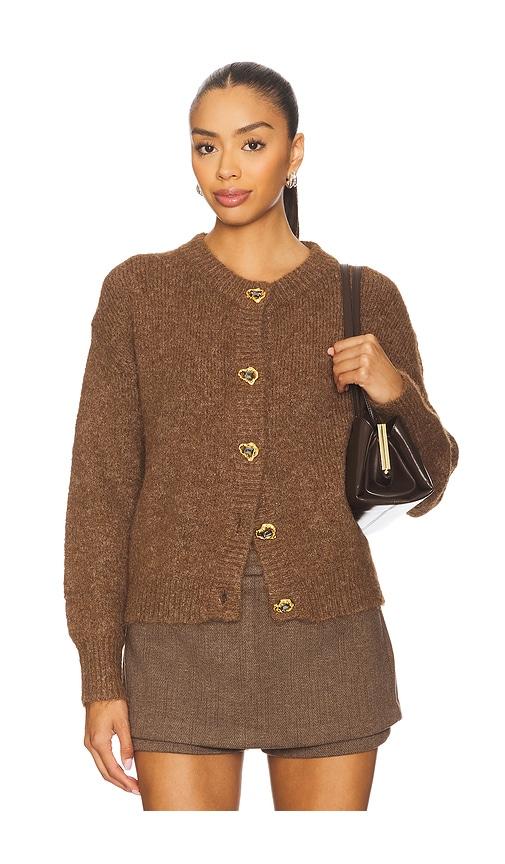 line & dot morgan cardigan in brown.