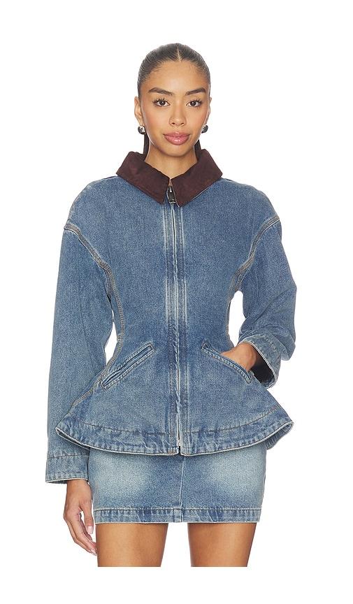 line & dot mottle jacket in blue.