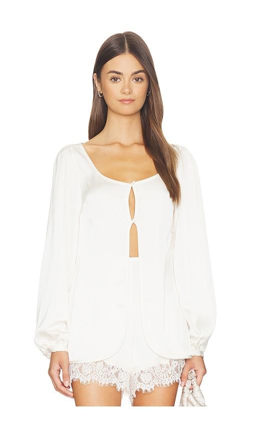 line & dot nicolo top in ivory.