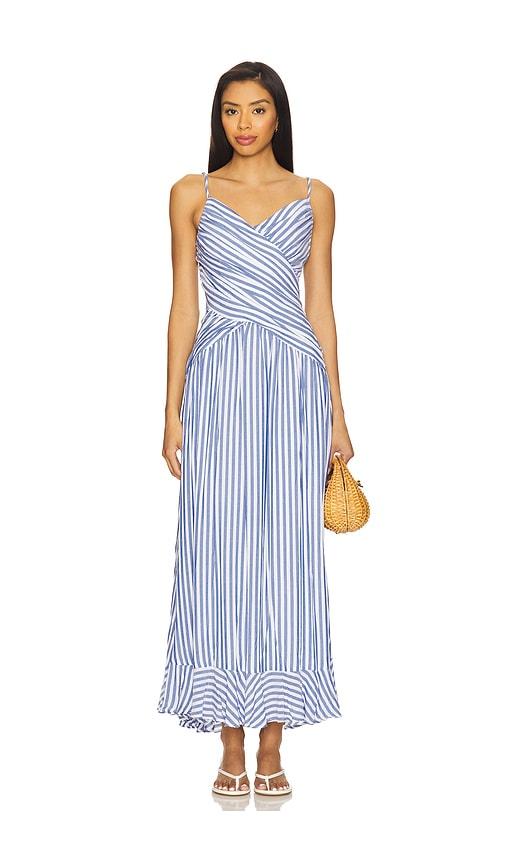 line & dot noah maxi dress in blue.