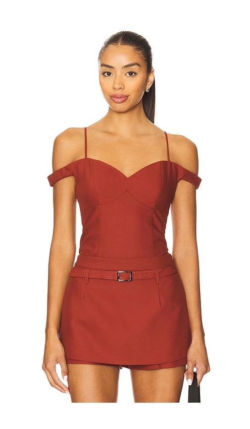 line & dot olina top in rust.