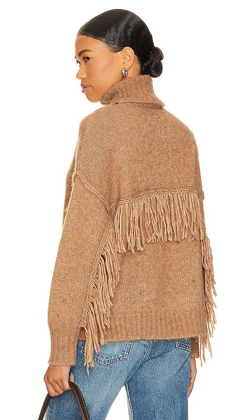 line & dot parker sweater in tan.