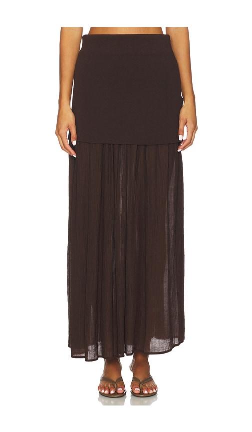 line & dot rhone mix-media skirt in brown.
