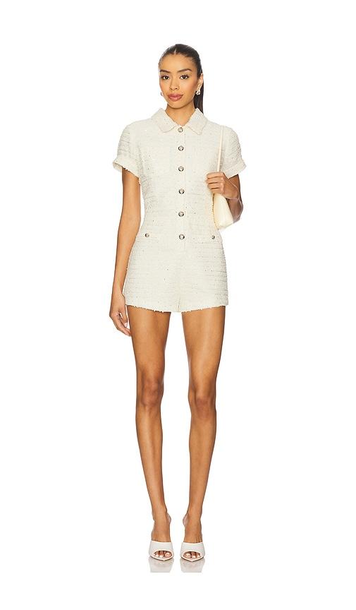 line & dot selani romper in cream.