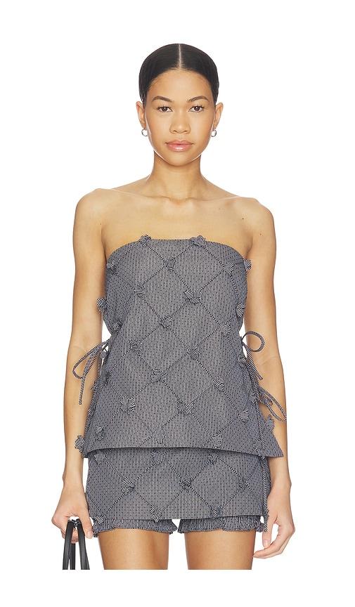 line & dot thora strapless top in black,white.