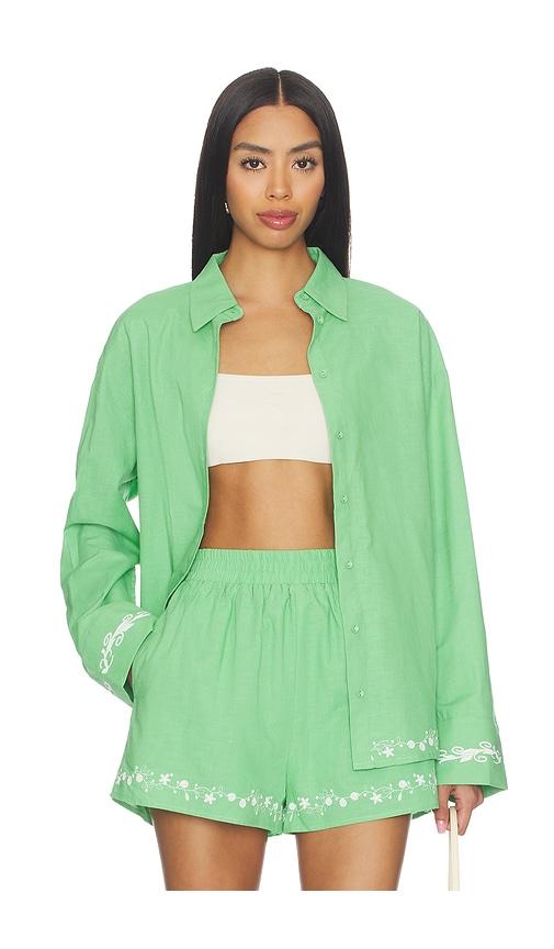 line & dot tippi embroidered shirt in green.