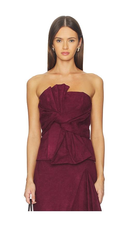 line & dot valen top in burgundy.