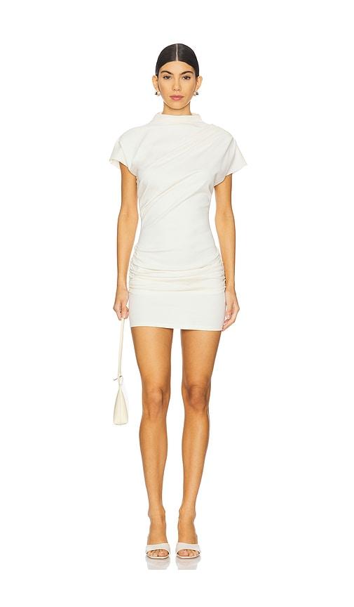 line & dot x revolve archer draped mini dress in cream.