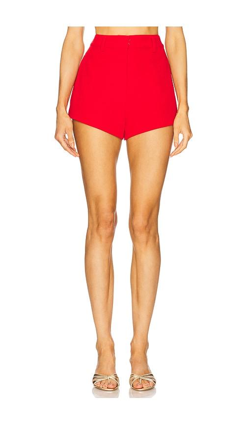 line & dot x revolve dariel micro shorts in red.