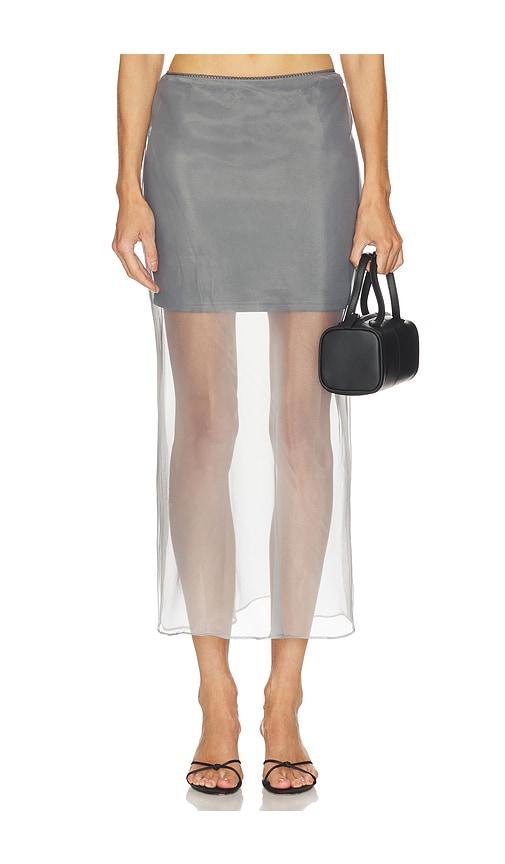 line & dot x revolve denman midi skirt in grey.