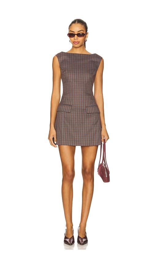 line & dot zadie mini dress in brown.