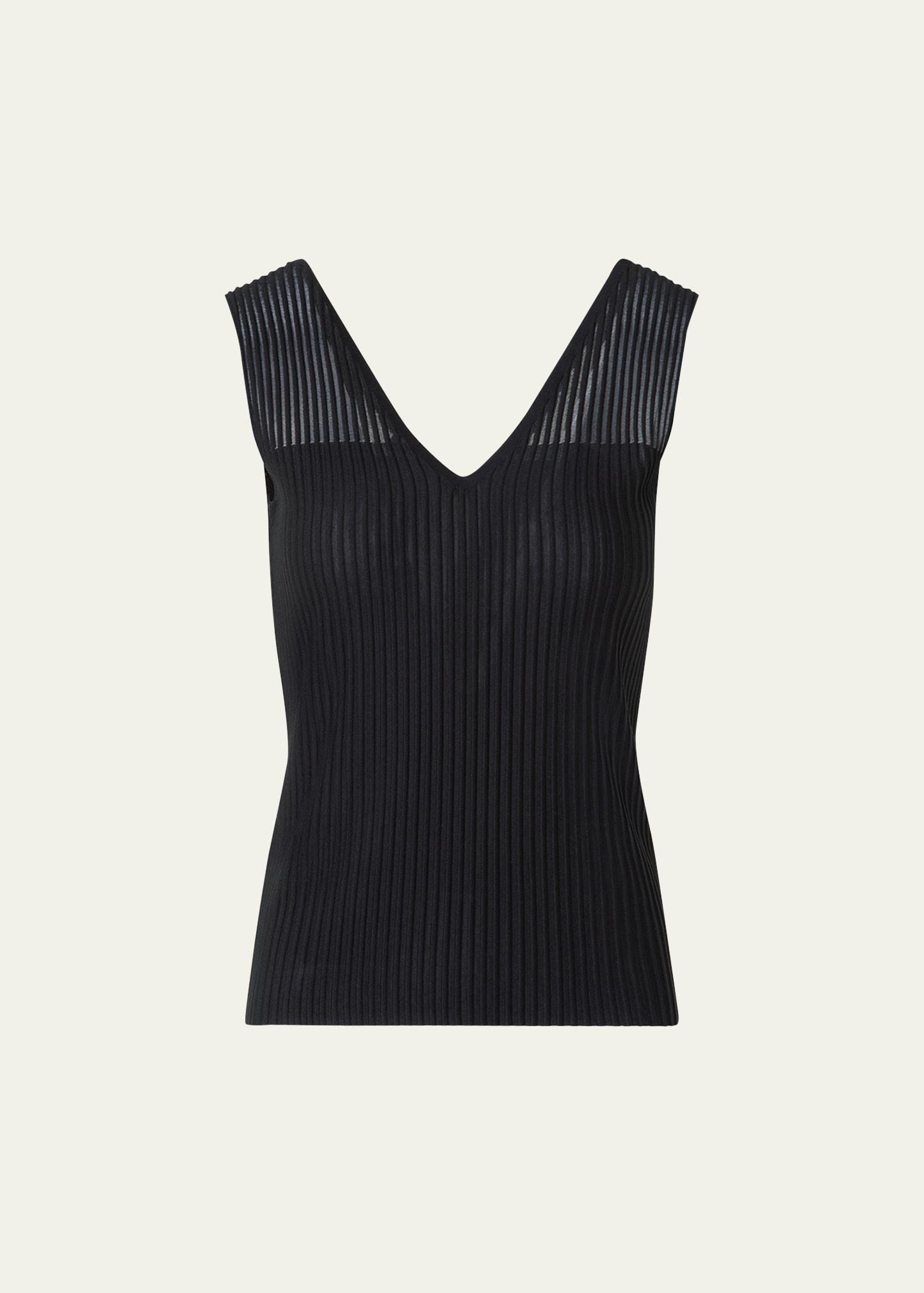 lined semi-transparent shoulder knit top
