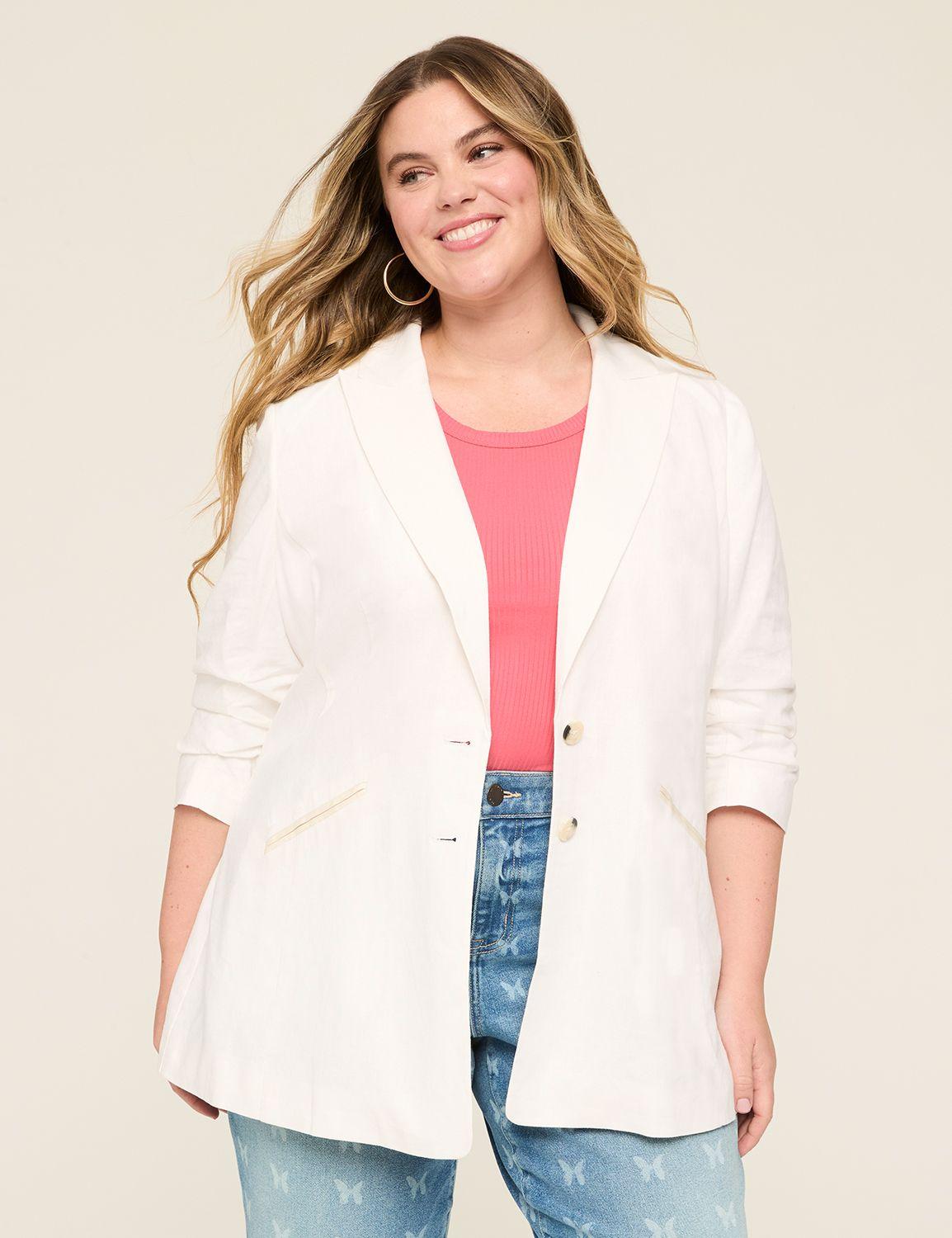 linen 3/4-sleeve jacket