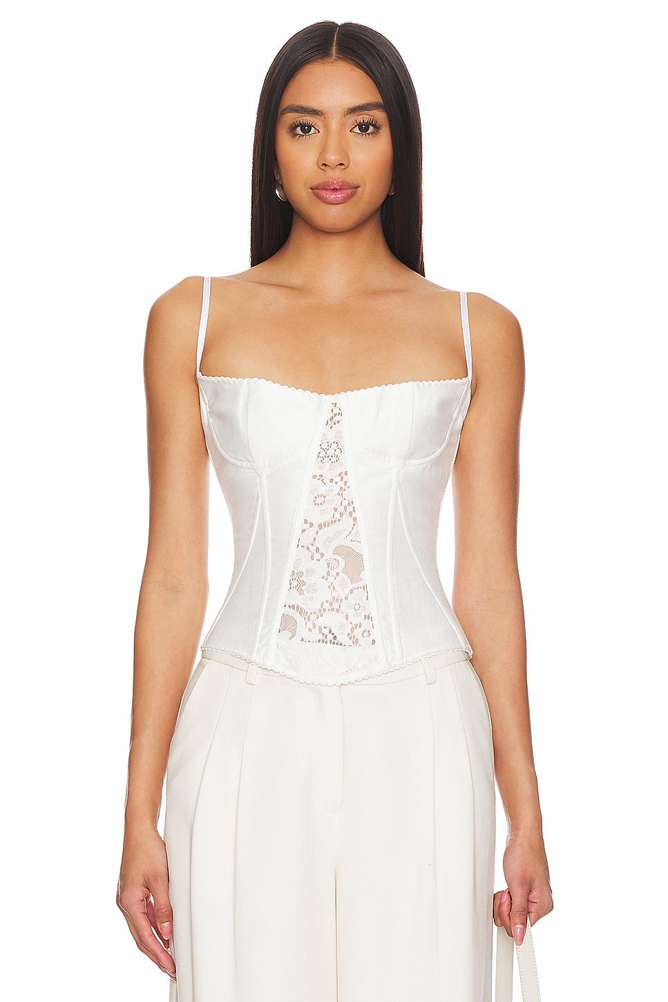 linen and lace bustier top