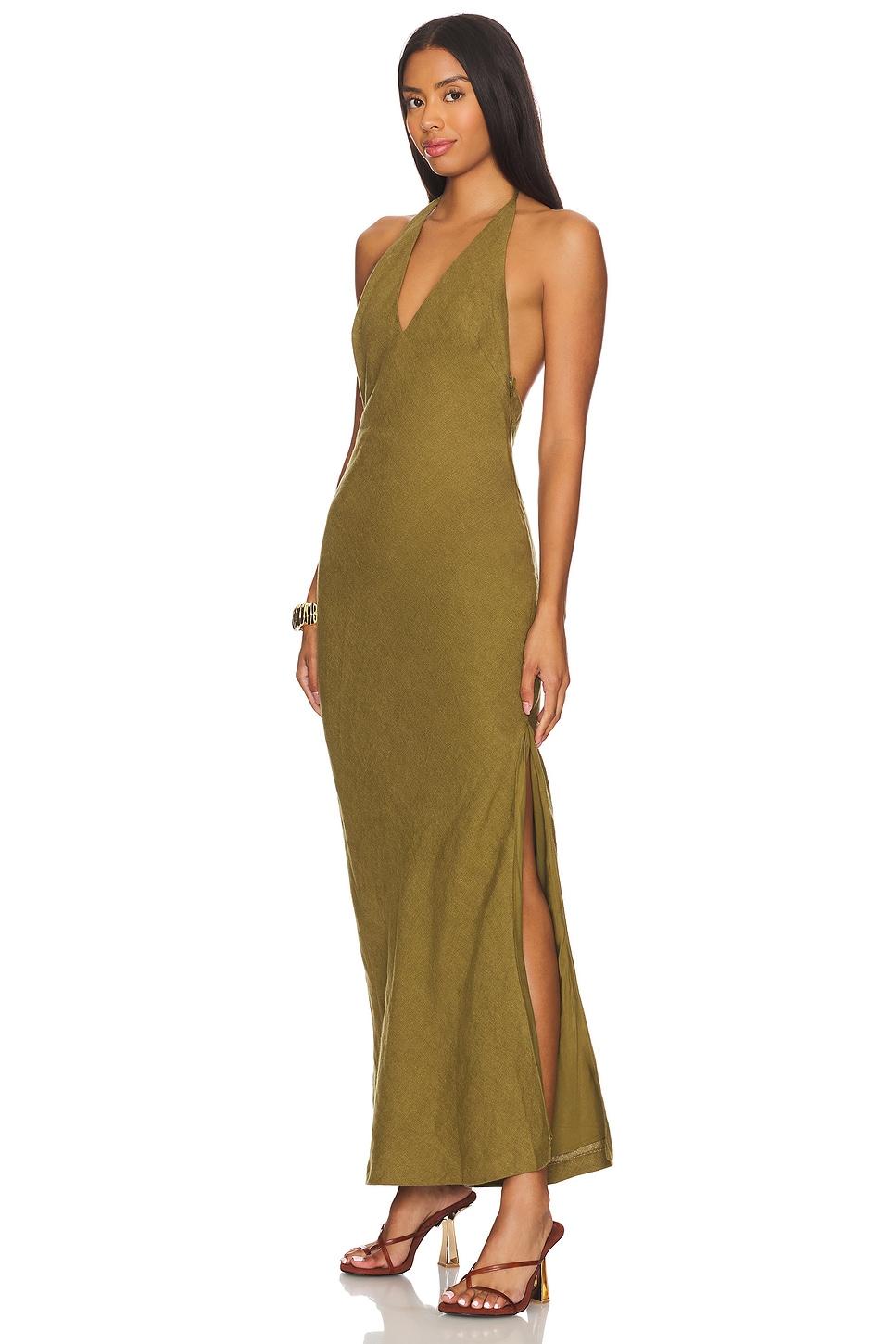 linen bias halter dress