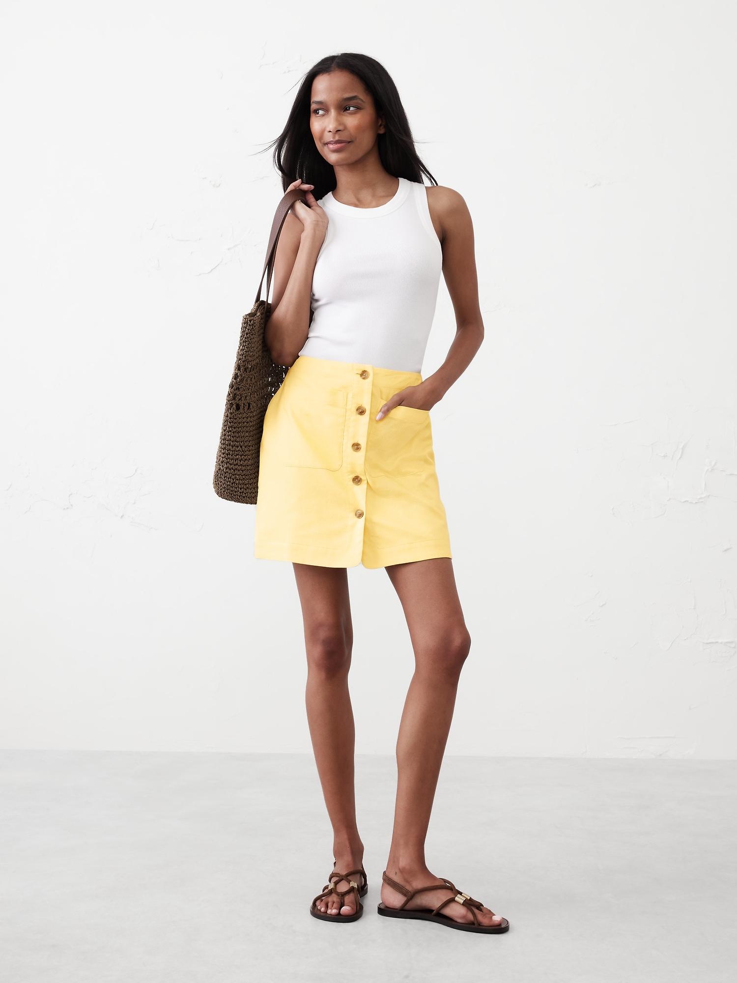 linen-blend a-line mini skirt
