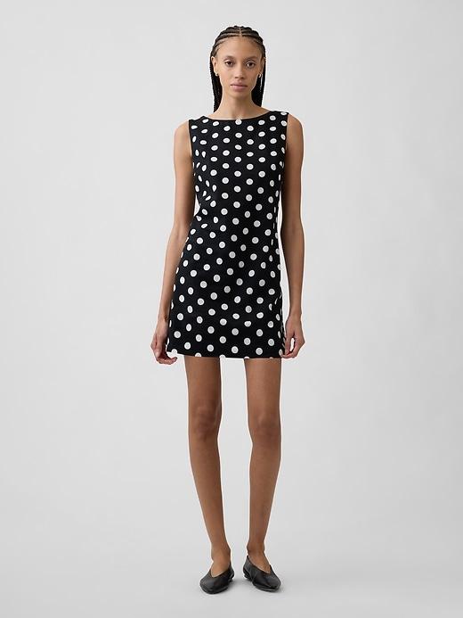 linen-blend apron mini dress