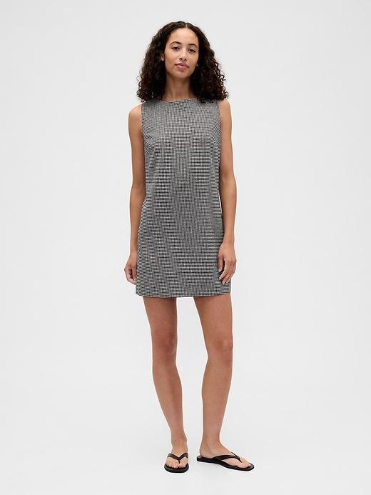 linen-blend apron mini dress