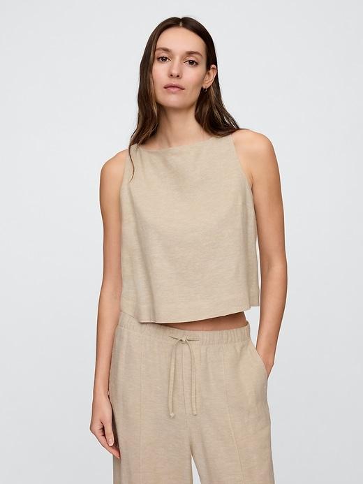 linen-blend apron top