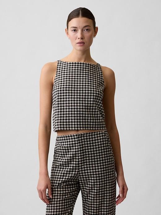 linen-blend apron top