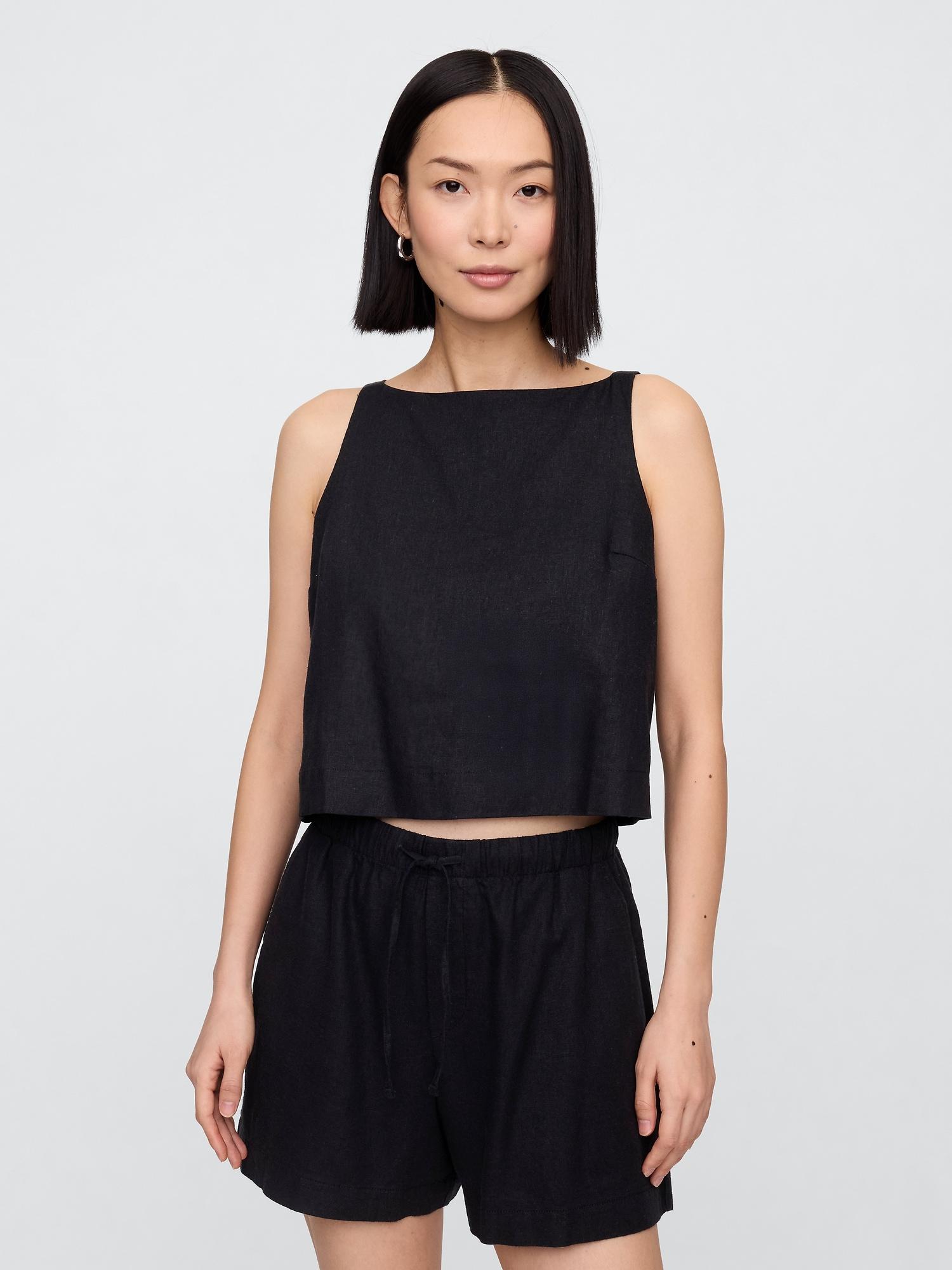 linen-blend apron top