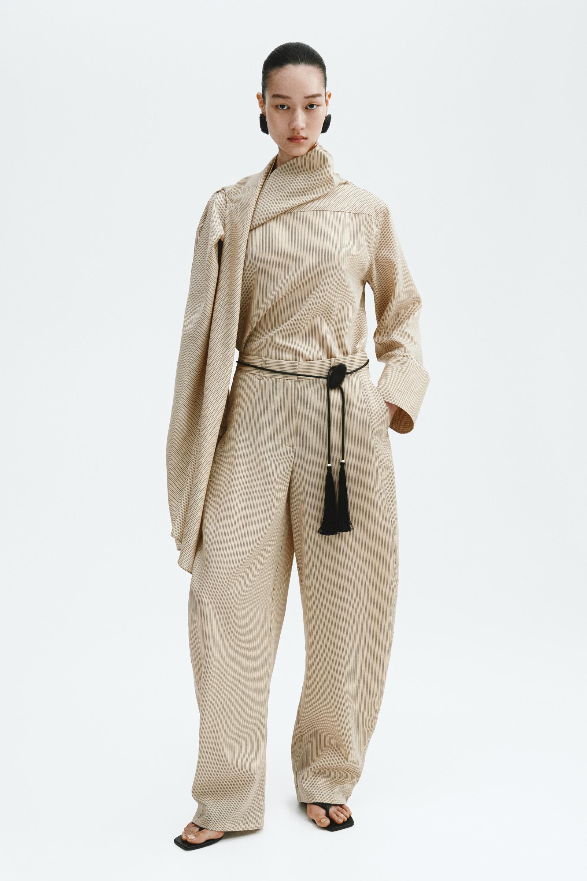 linen-blend barrel pants