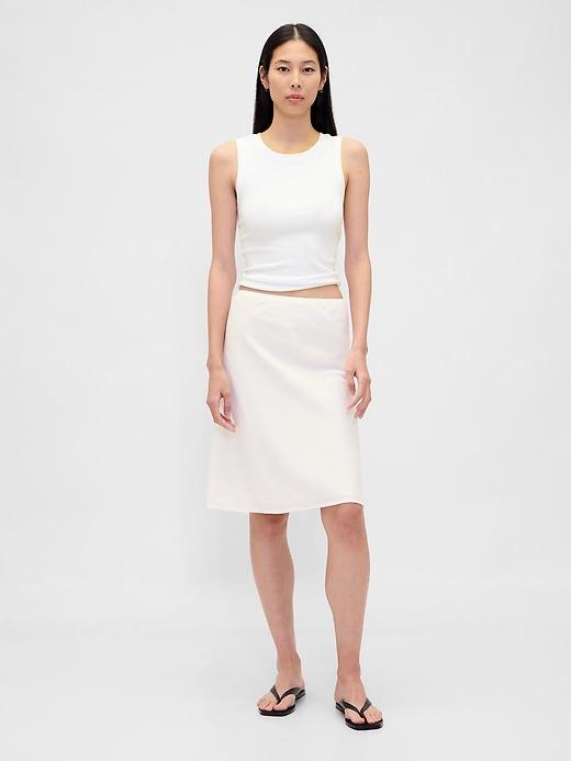 linen-blend bias-cut skirt