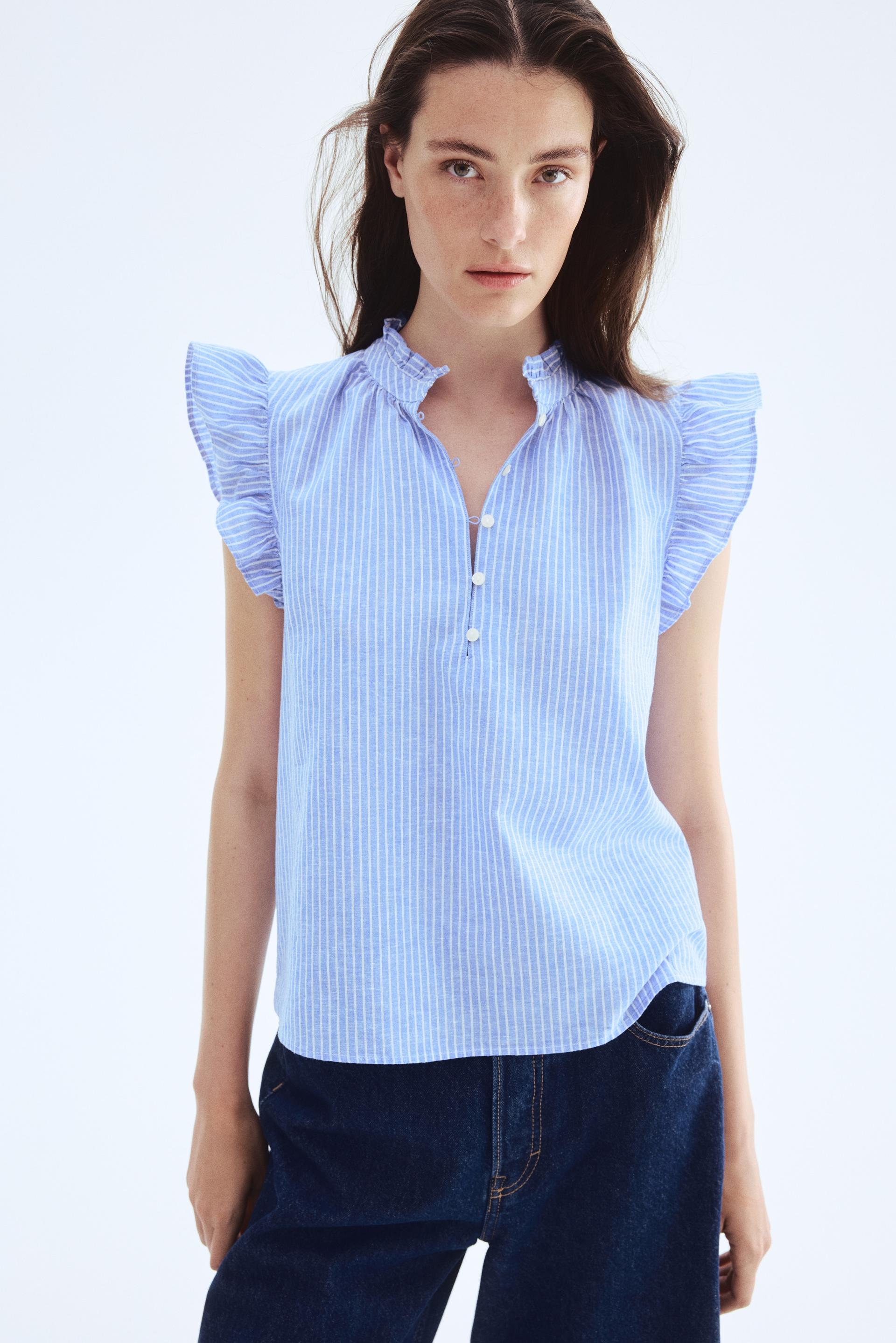 linen-blend blouse