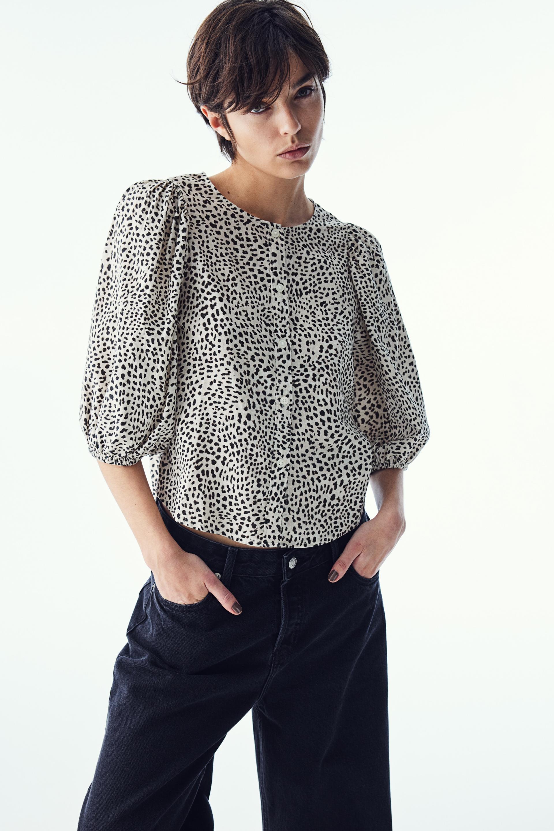 linen-blend blouse