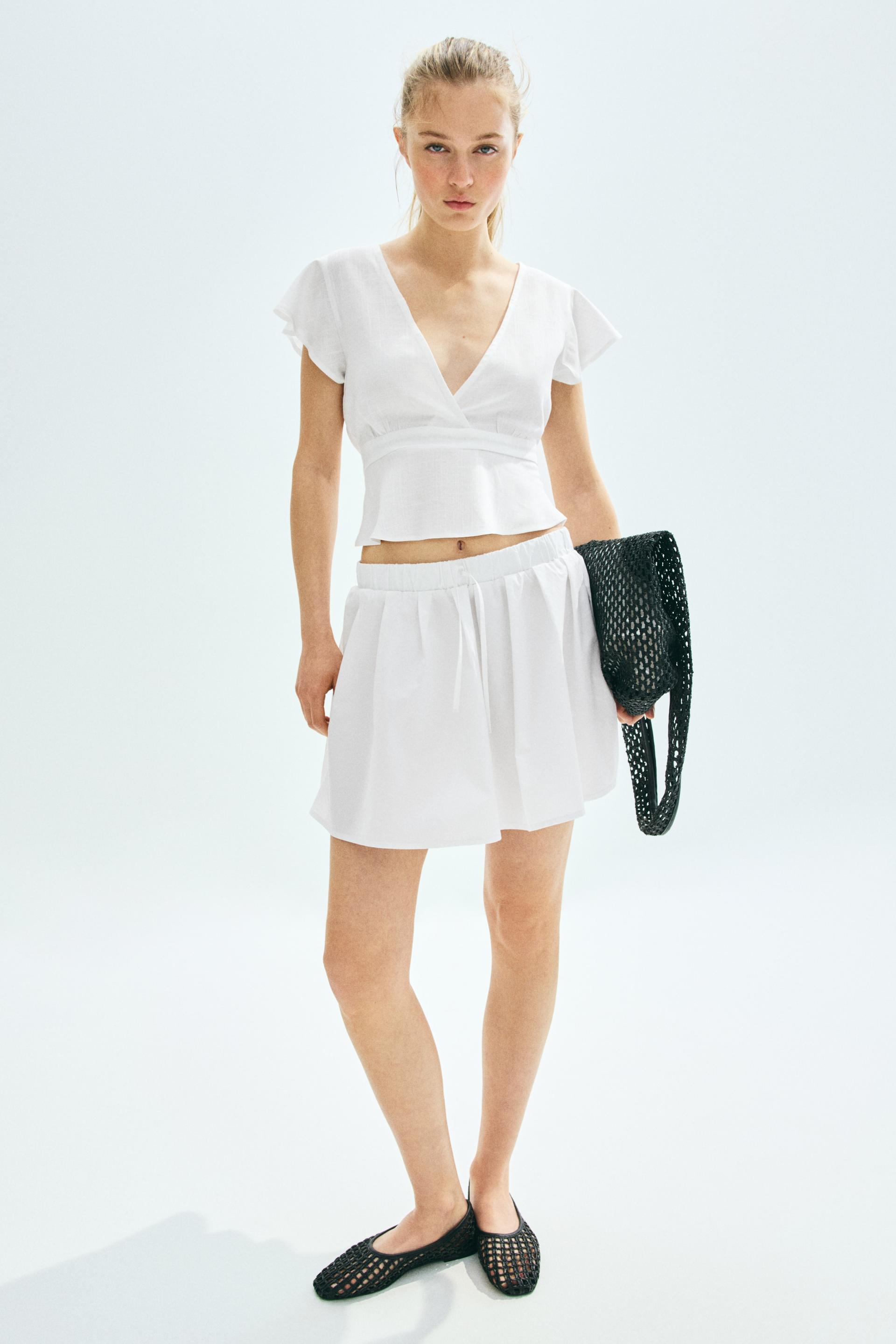 linen-blend blouse