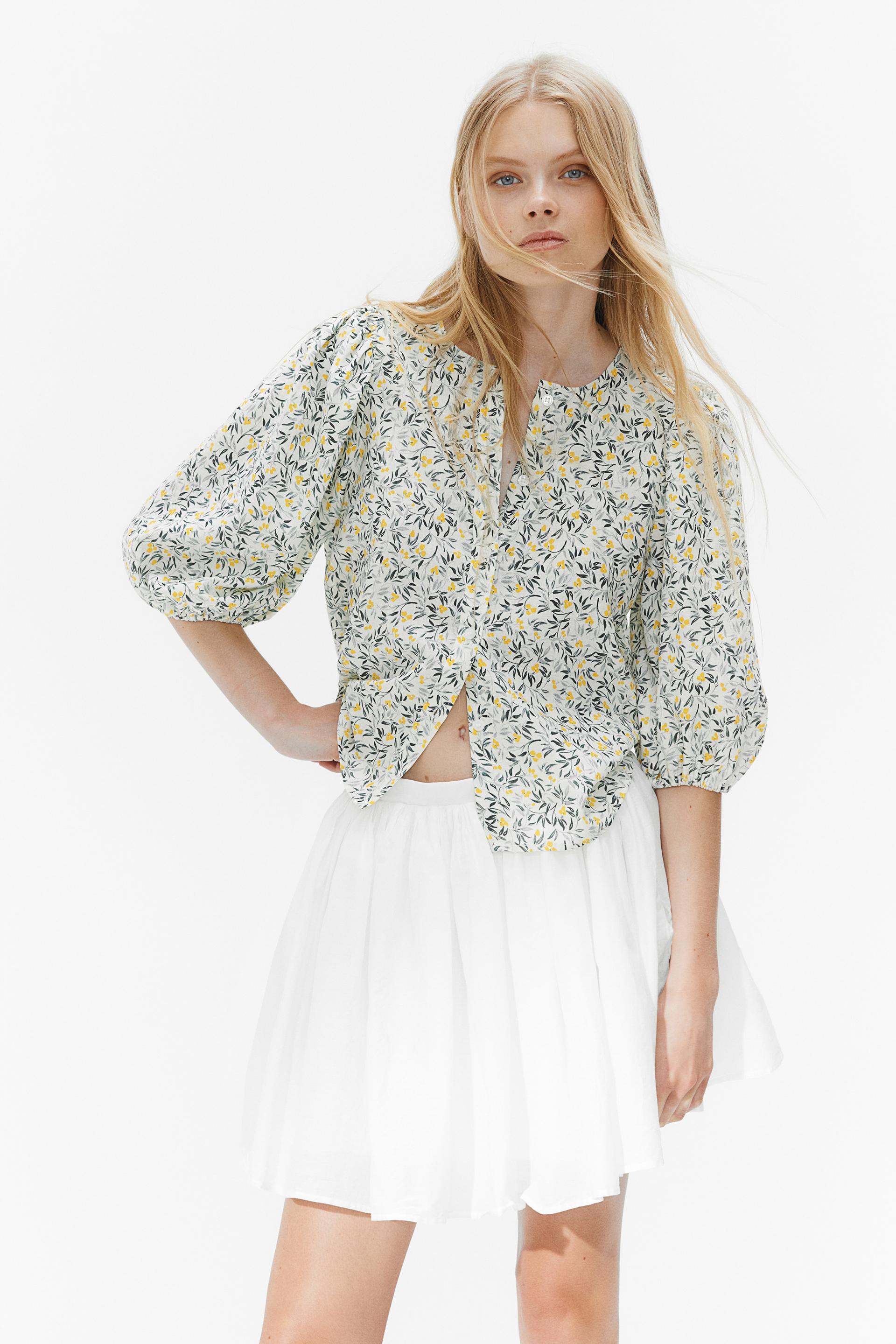 linen-blend blouse