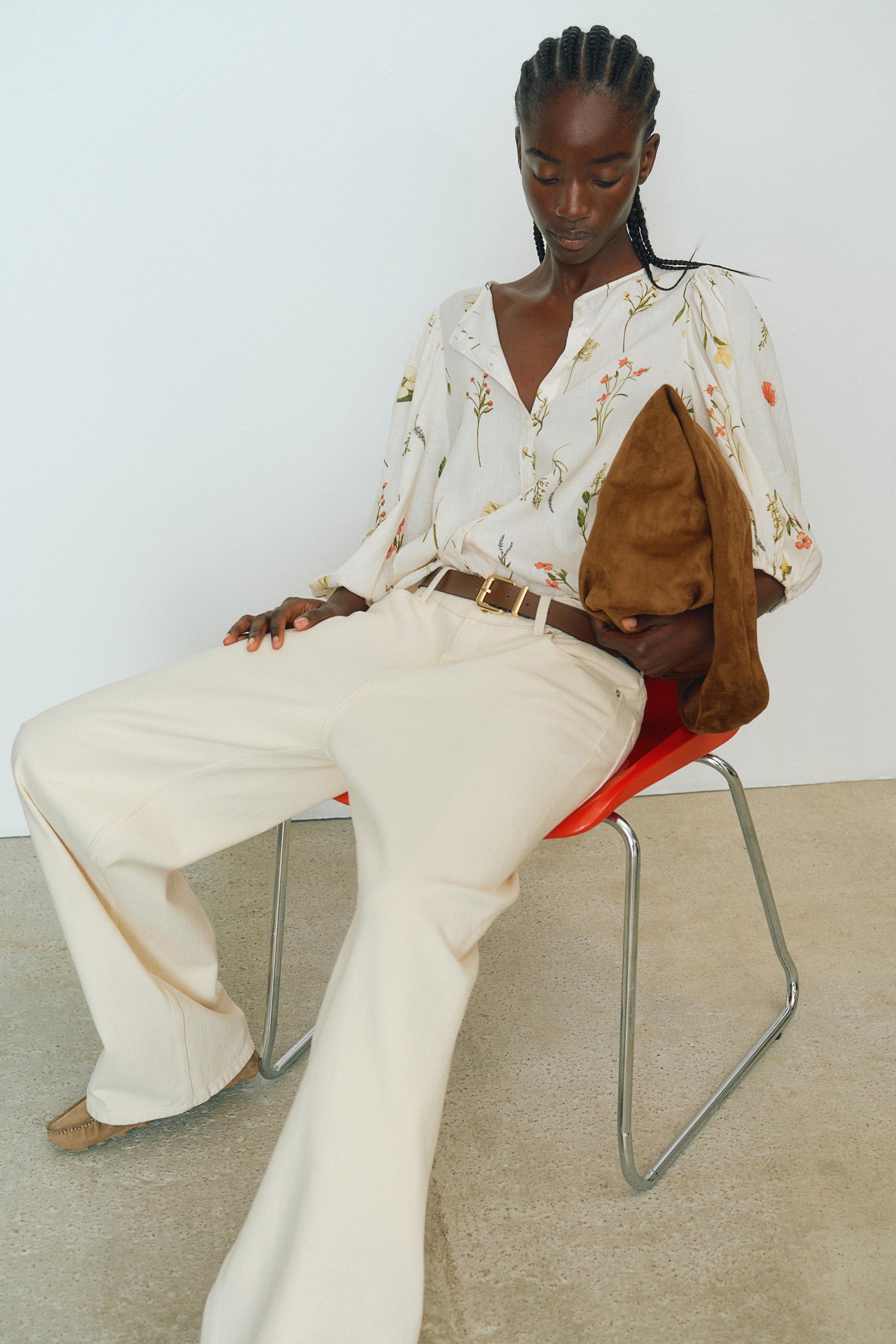 linen-blend blouse