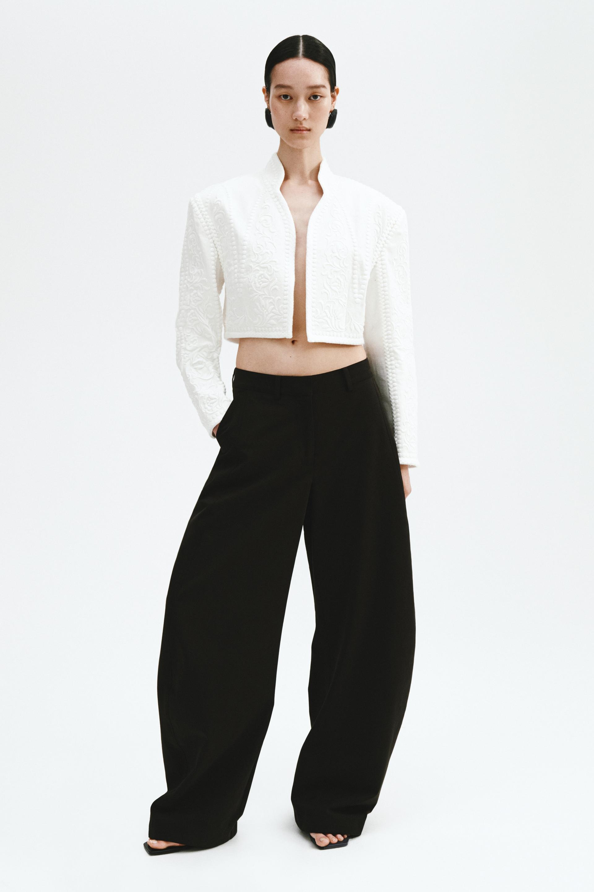 linen-blend bolero jacket