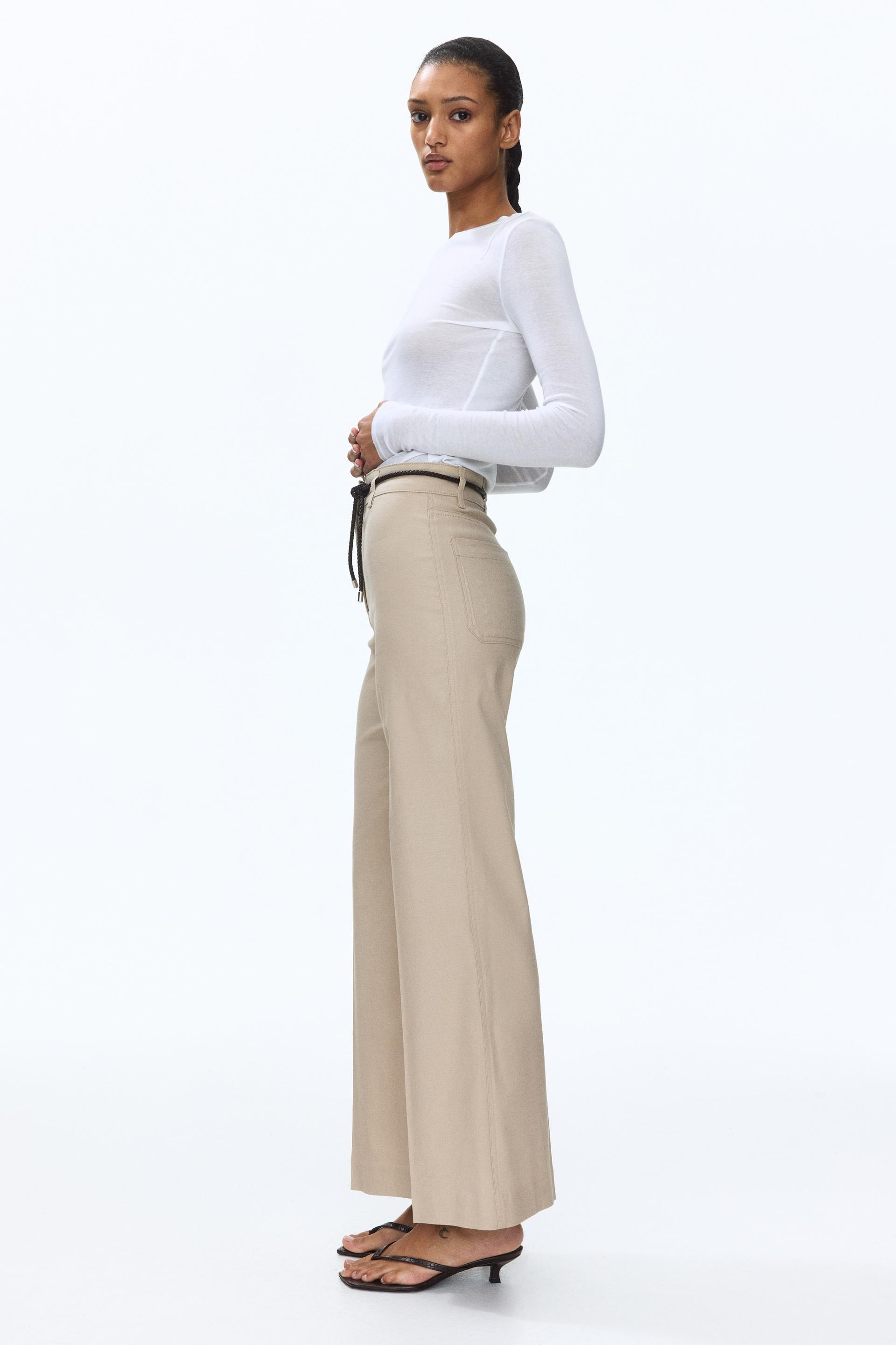 linen-blend bootcut pants