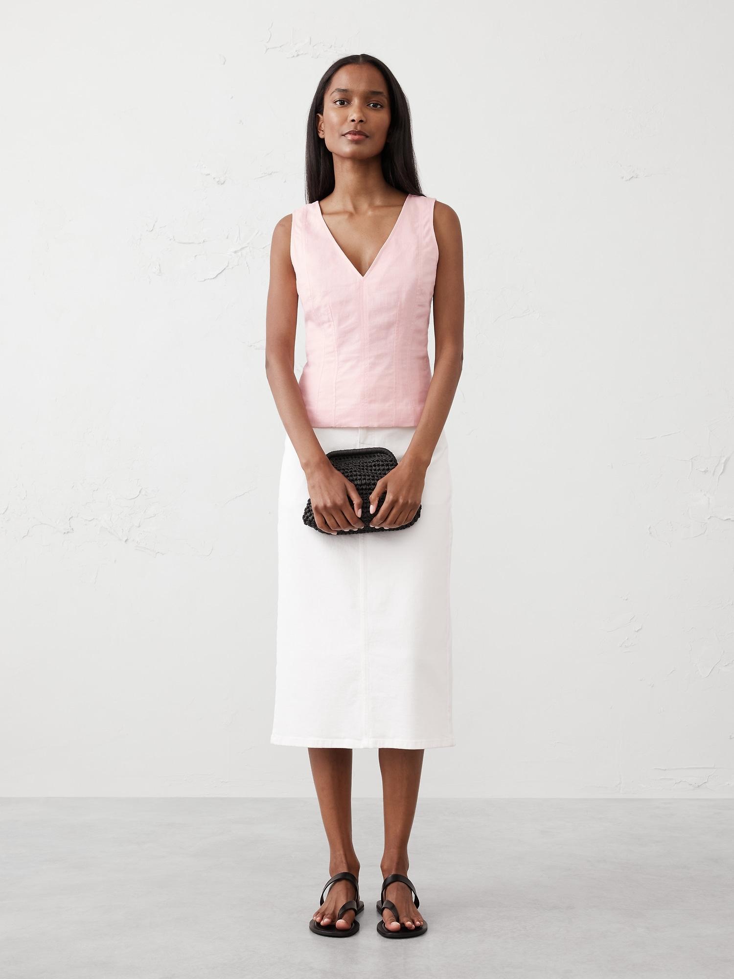 linen-blend corset top