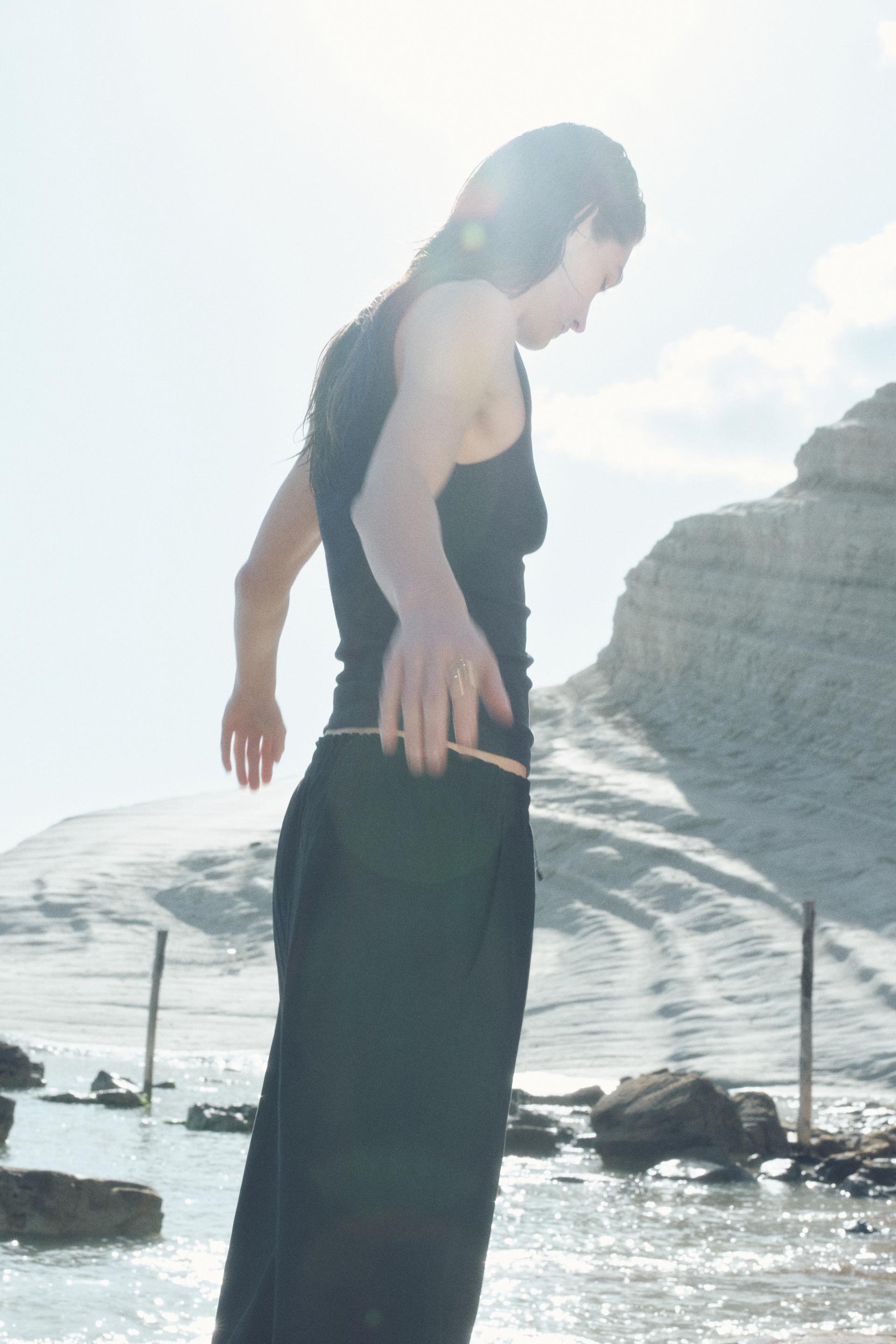 linen-blend crop pants