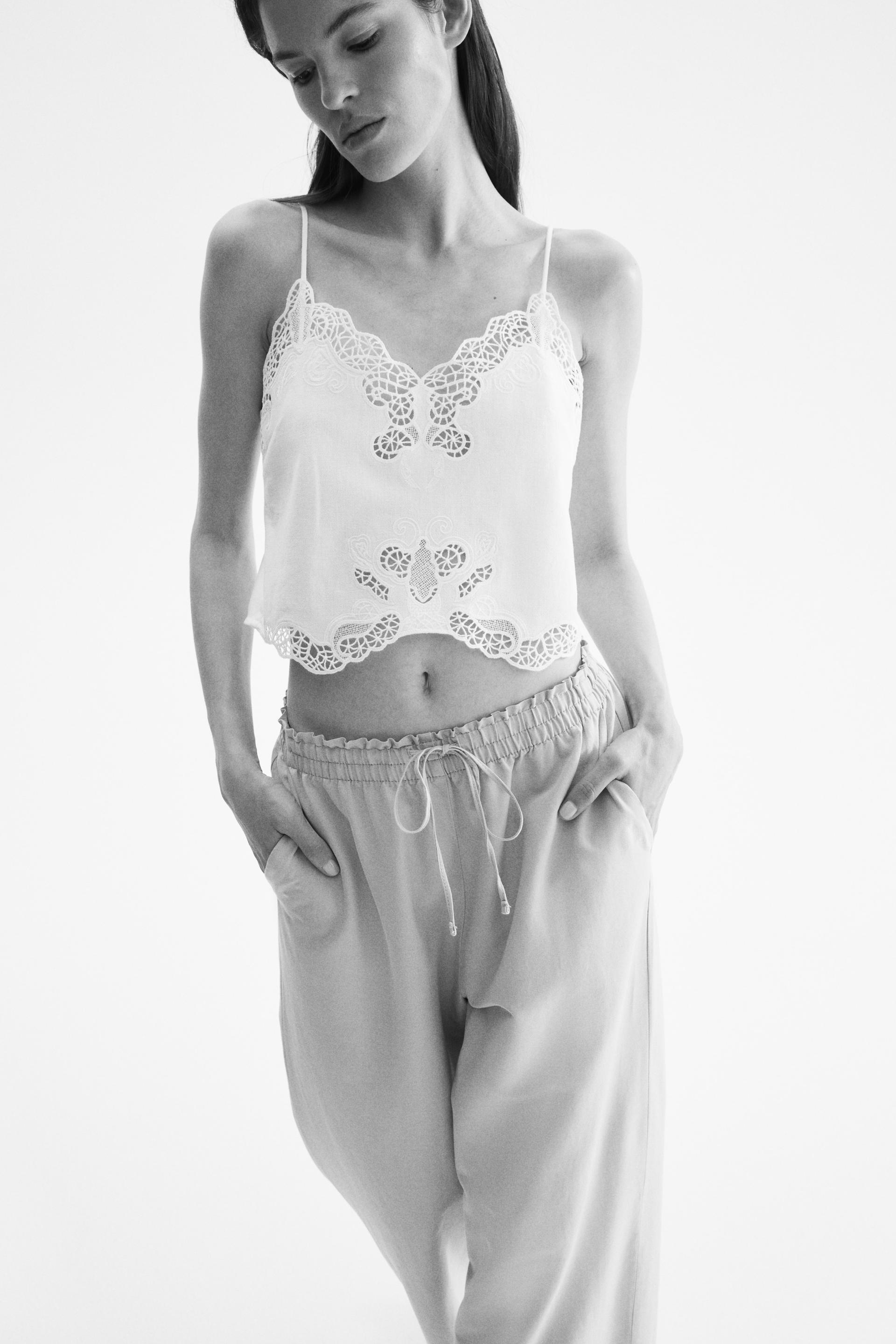 linen-blend crop pants