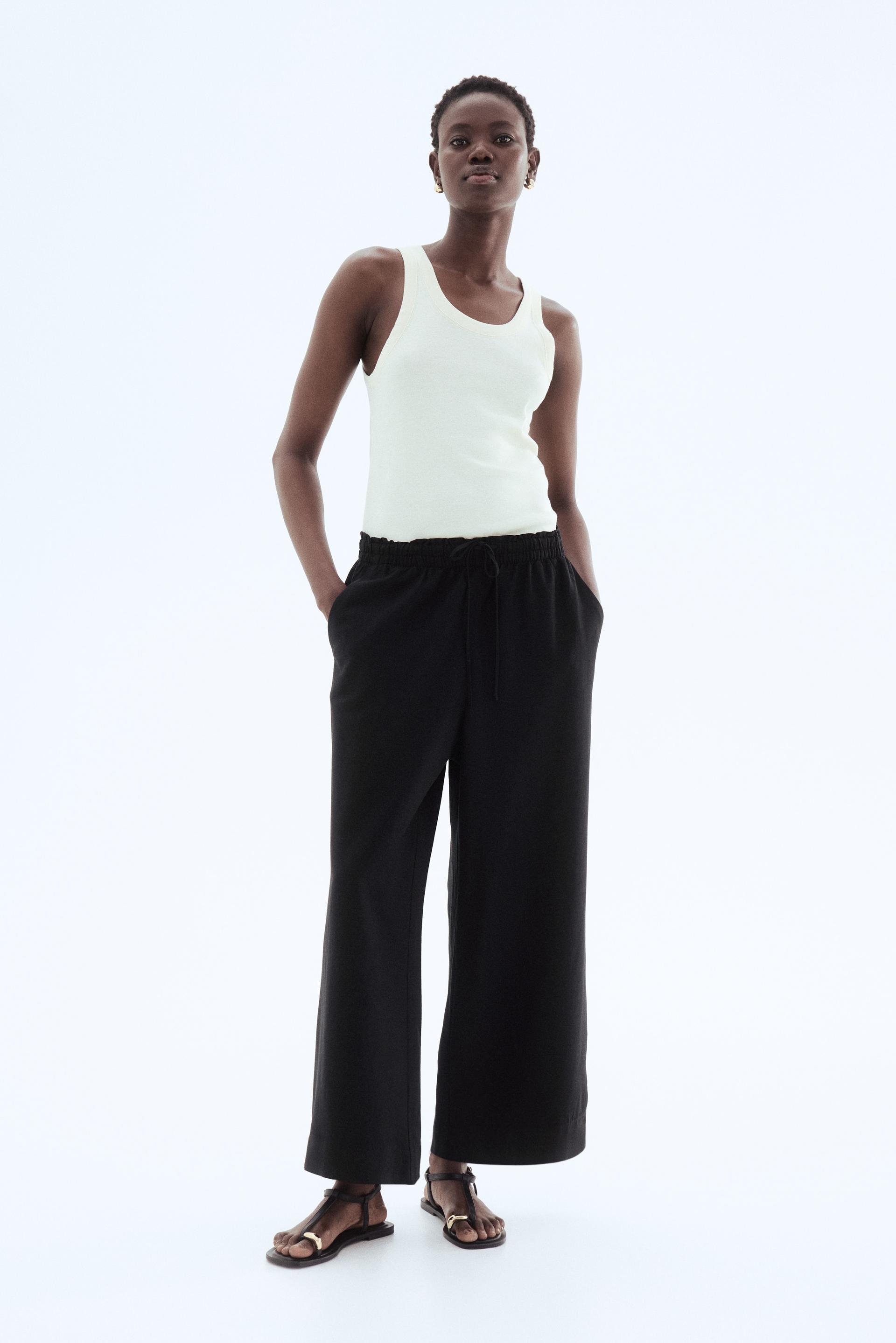 linen-blend crop pants